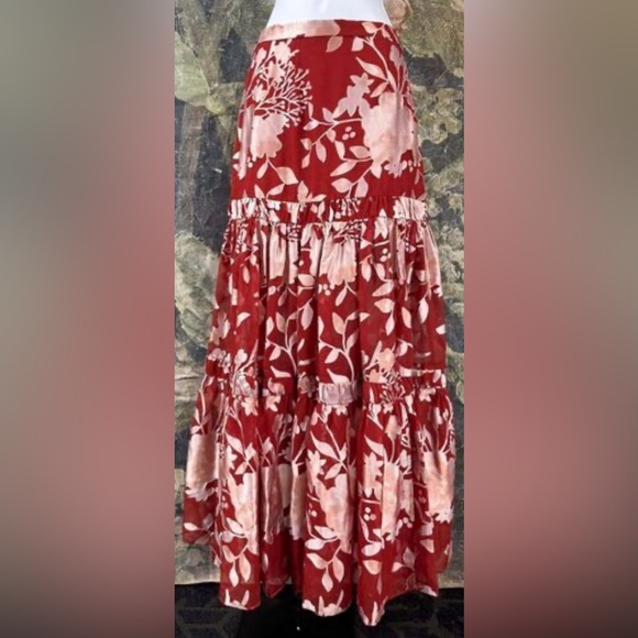 Hutch Dresses & Skirts - Anthropologie x Hutch Red & Cream Floral Tiered Maxi Skirt. Women’s Size XL. NWT